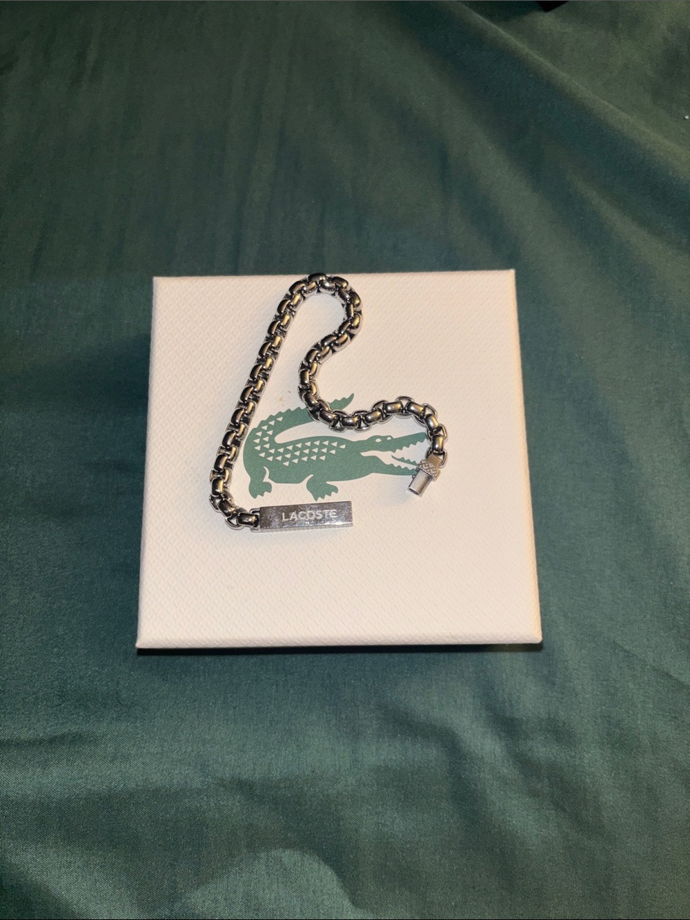 Lacoste Men’s Stainless Steel Box Chain Bracelet – $95 Retail